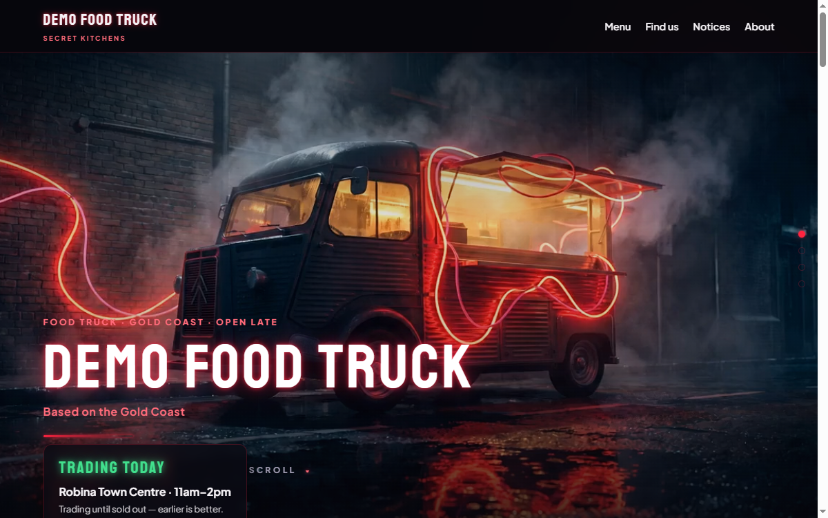 A published Secret Kitchens seller page, with the matching sections numbered.